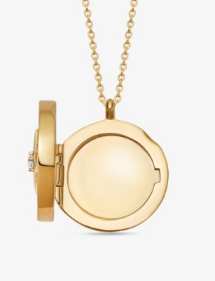 ASTLEY CLARKE: Polaris Large 18ct Yellow Gold Vermeil, Mother-Of-Pearl And White Sapphire Locket Necklace