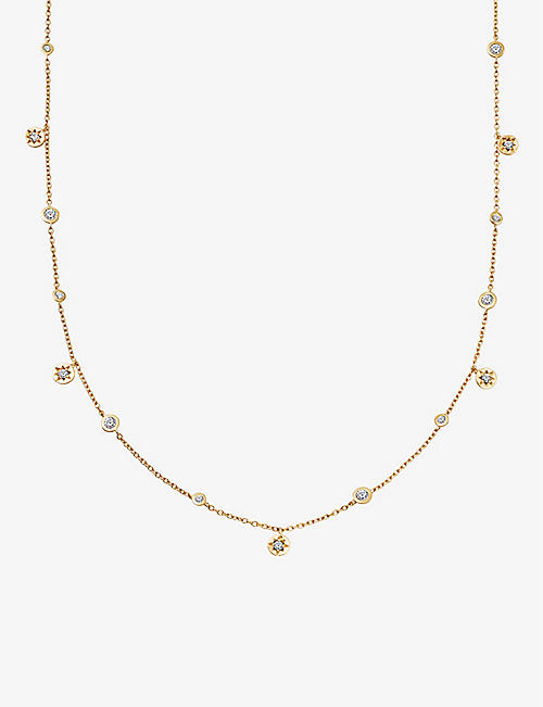 ASTLEY CLARKE: Polaris North Star 18ct yellow gold-plated vermeil sterling-silver and white sapphire necklace