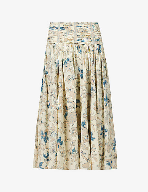 ULLA JOHNSON: Amaia floral-print silk maxi skirt