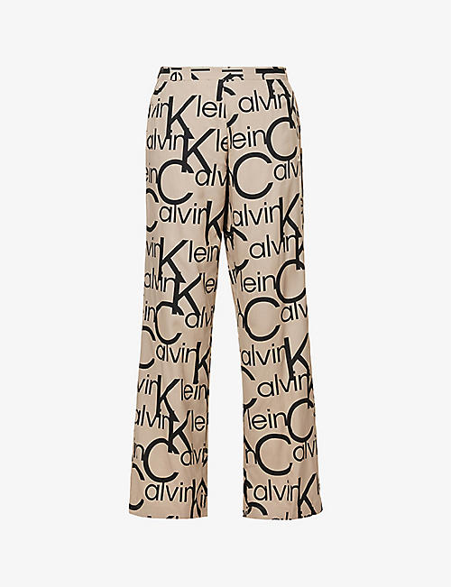 CALVIN KLEIN: Repeat logo-print woven pyjama bottoms