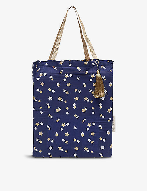 CHRISTMAS: Star-print large cotton tote gift bag
