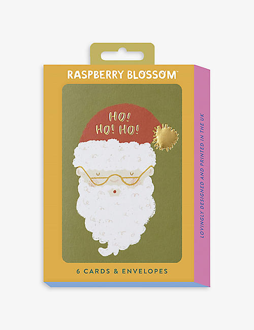 RASPBERRY BLOSSOM: Ho! Ho! Ho! Wishes Christmas card pack of 6