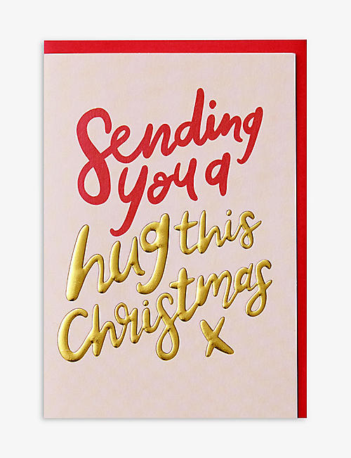 RASPBERRY BLOSSOM: Sending You A Hug Christmas card 17.2cm x 12.5cm