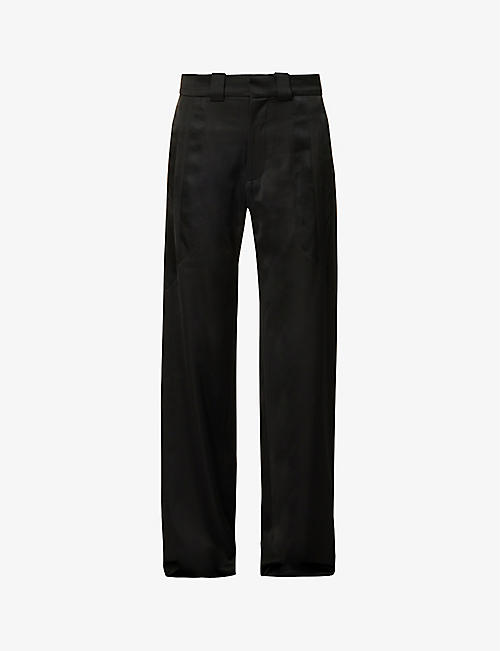 NICOMEDE: Straight-leg mid-rise satin trousers