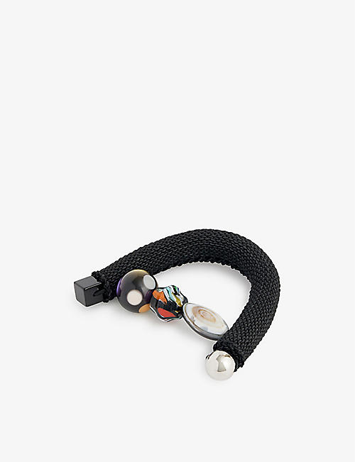 NICOMEDE: Corvus crystal and glass-embellished knitted bracelet