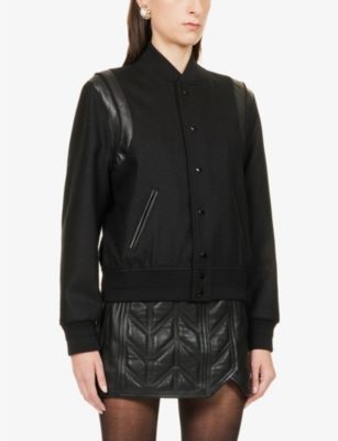 SAINT LAURENT Teddy wool-jersey bomber jacket