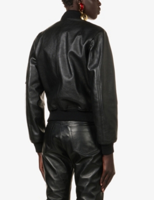 SAINT LAURENT Raised-collar leather jacket