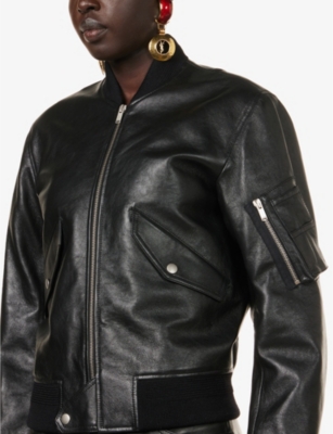 SAINT LAURENT Raised-collar leather jacket