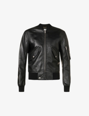 SAINT LAURENT Raised-collar leather jacket