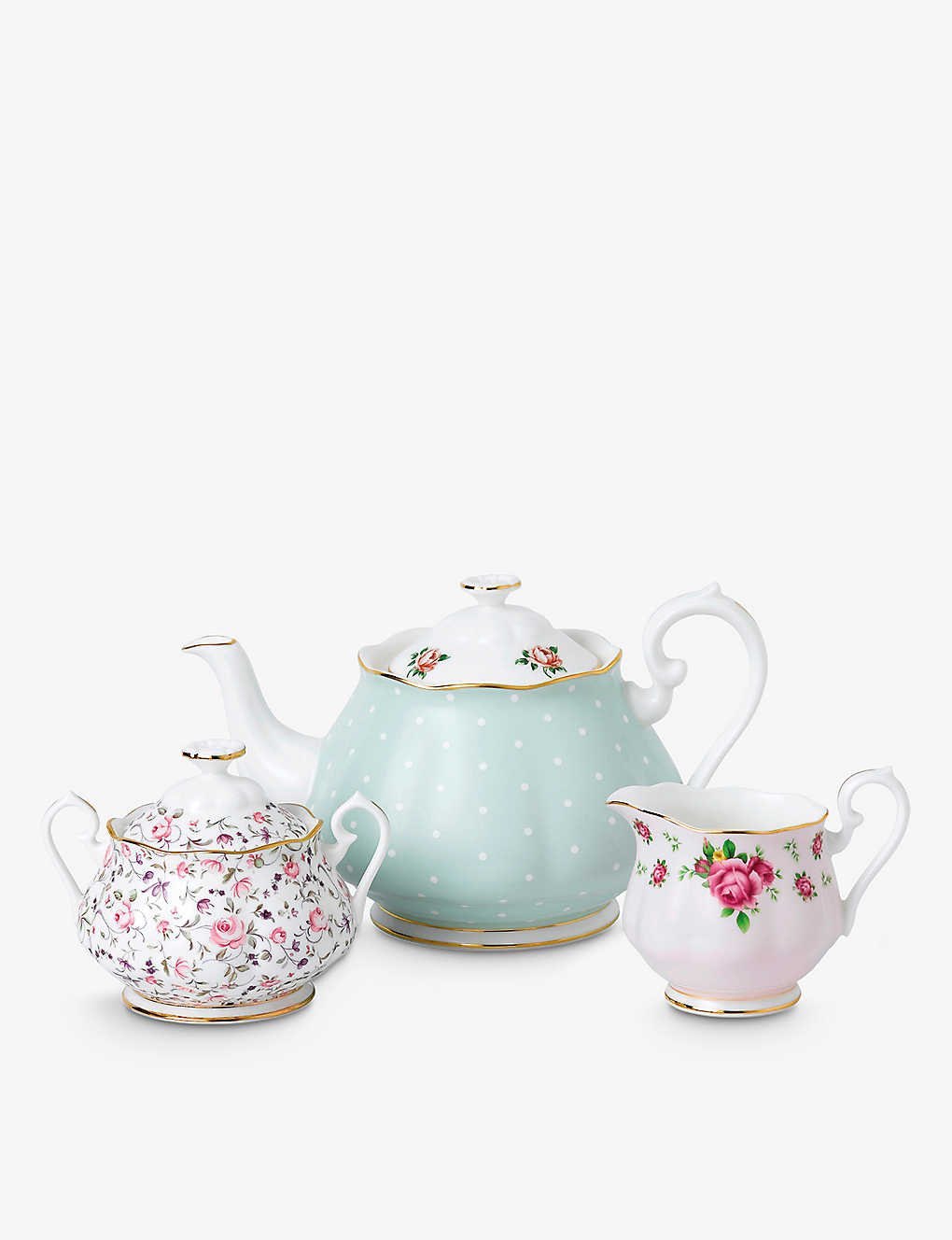 Royal Albert Vinmix Teapot Sugar Cream Bone China Set