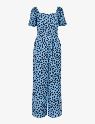 Whistles Brushed Dalmatian Print Jumpsuit In Multi-coloured