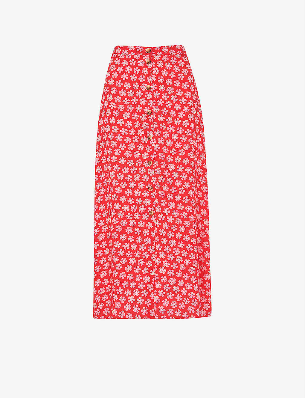 Whistles Womens Multi-coloured Daisy Floral-print Woven Midi Skirt