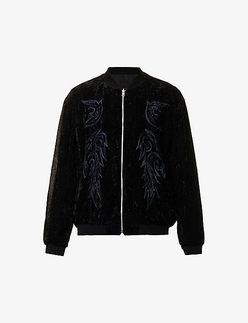 TOGA VIRILIS: Embroidered stand-collar relaxed-fit velvet jacket