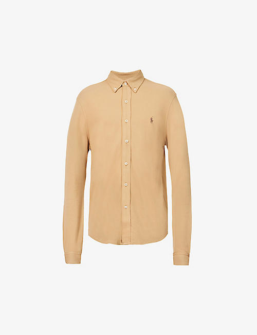 POLO RALPH LAUREN: Brand-embroidered regular-fit cotton-piqué shirt
