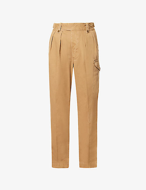 POLO RALPH LAUREN: Cargo-pocket pleated regular-fit cotton-twill trousers
