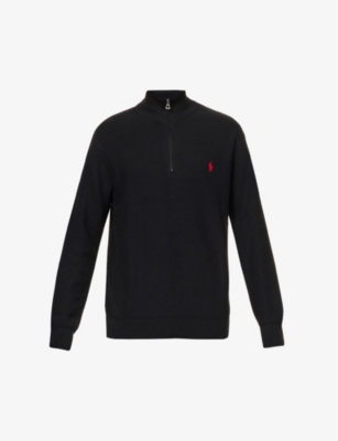 Logo-embroidered funnel-neck regular-fit Pima cotton-knit sweatshirt