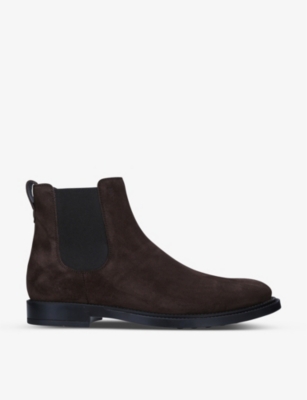 Shop Tod's Tods Men's Dark Brown Stivaletto Suede Chelsea Boots