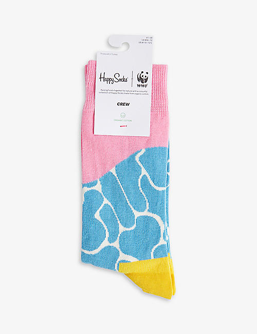 HAPPY SOCKS：Dolphin 图案印花棉混纺袜子