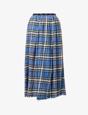 R13 Check print cotton kilt midi skirt Selfridges