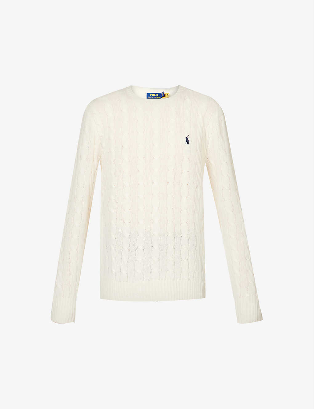 Shop Polo Ralph Lauren Logo-embroidered Cable-knit Cashmere Jumper In Andover Cream