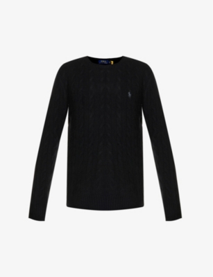 POLO RALPH LAUREN Logo-embroidered cable-knit cashmere jumper