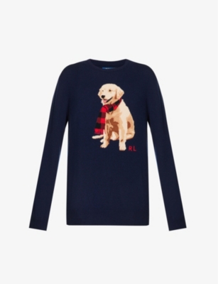 Dog graphic print cashmere jumper