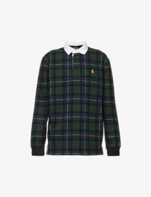 POLO RALPH LAUREN Tartan print regular fit cotton flannel rugby polo shirt Selfridges