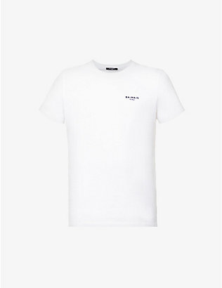 BALMAIN：Flock 品牌印花平纹针织棉 T 恤