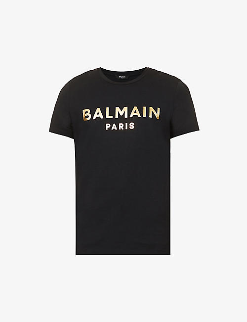 BALMAIN: Foil-logo regular-fit cotton-jersey T-shirt