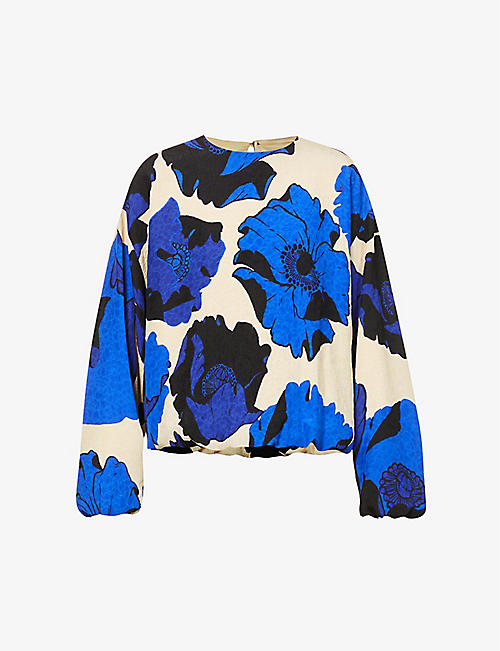 DRIES VAN NOTEN: Floral-print relaxed-fit crepe shirt