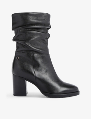 Carvela Comfort Turnup Ruched Leather Ankle Boots In Black