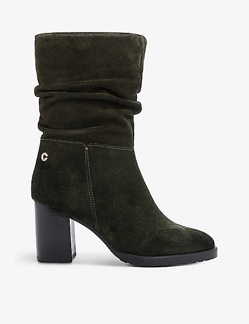 CARVELA COMFORT: Turnup ruched heeled suede ankle boots