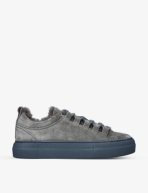 BRUNELLO CUCINELLI: Shearling-lined suede low-top trainers
