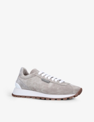 BRUNELLO CUCINELLI Crystal-embellished suede low-top trainers