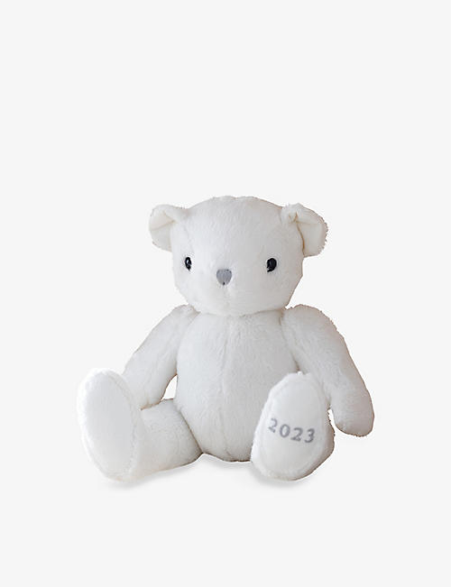 THE LITTLE WHITE COMPANY: Bear 2023-embroidered recycled-polyester soft toy 18cm
