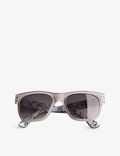 TED BAKER: Lord MIB-print square-frame acetate sunglasses