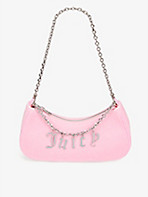 JUICY COUTURE: Chain-strap logo-embellished velour shoulder bag