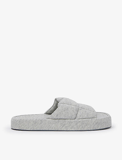 SKIN: Quilted open-toe cotton-jersey slippers