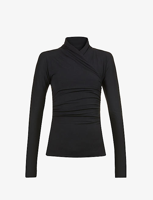THE LINE BY K: Felix wrap-front stretch-modal top