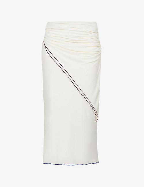 THE LINE BY K: Anita frilled-hem stretch-modal midi skirt