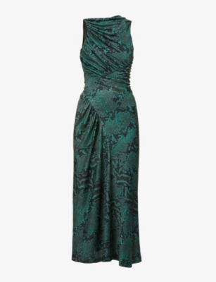 Atlein Green high quality Snake Print Midi Dress