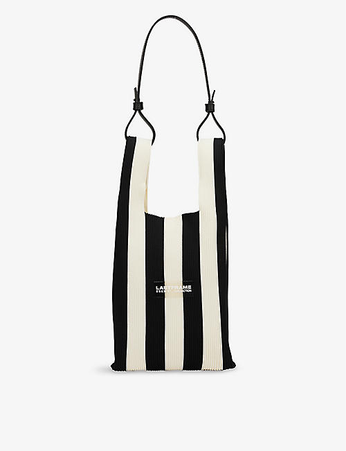 LASTFRAME: Market small striped woven tote bag