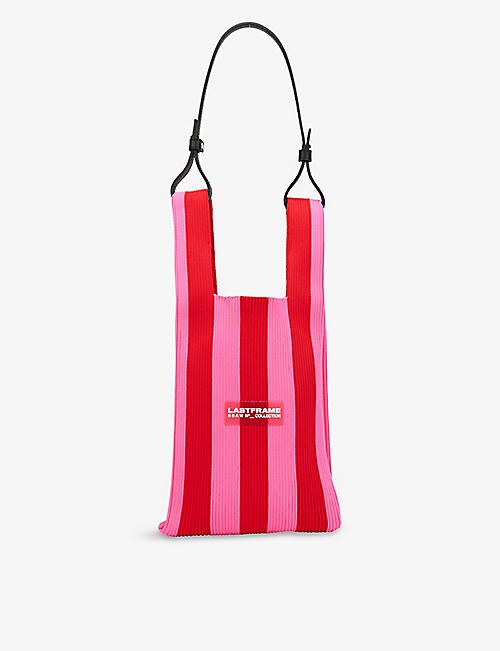LASTFRAME: Market small striped woven tote bag