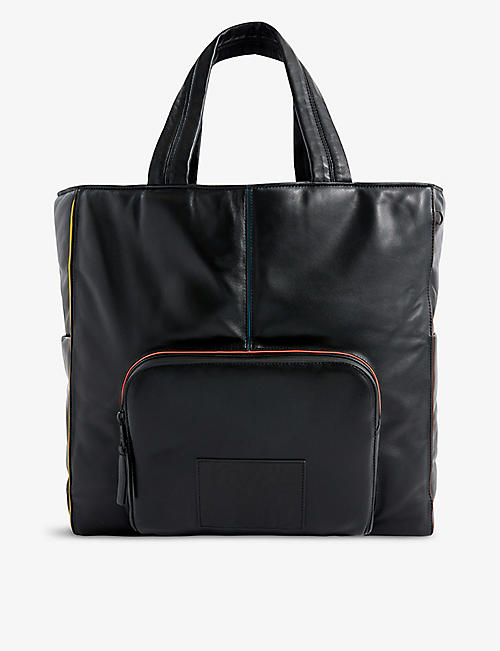 PAUL SMITH: Embossed-branded leather tote bag