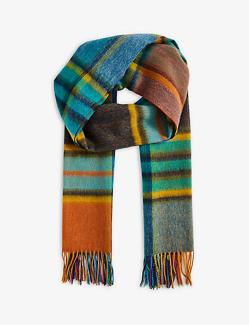 PAUL SMITH: Spectral check-print wool scarf