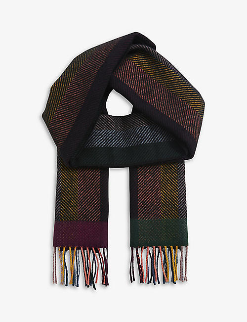 PAUL SMITH: Herringbone wool and cashmere-blend scarf