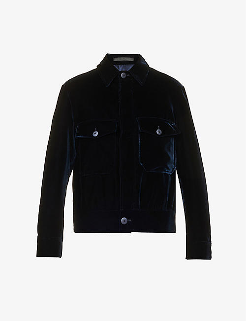 GIORGIO ARMANI: Point-collar padded regular-fit velvet jacket