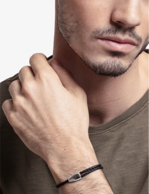 THOMAS SABO: Brand-engraved sterling-silver and leather bracelet