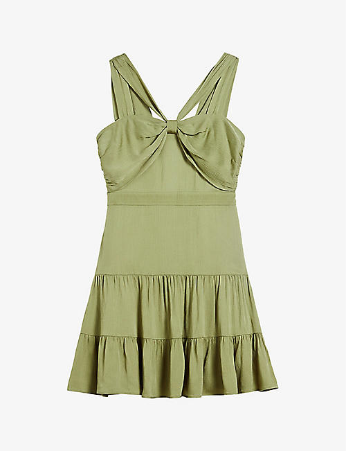 TED BAKER: Knot-front textured woven mini dress