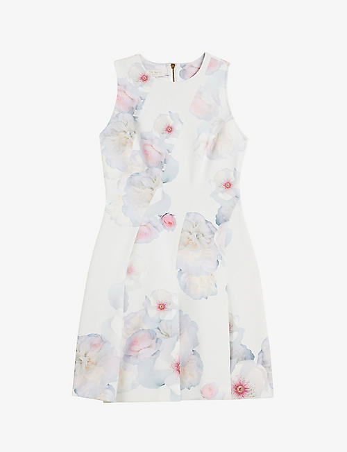 TED BAKER: Puxie floral-print woven mini dress